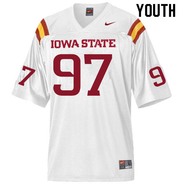 Youth #97 Drake Nettles Iowa State Cyclones College Football Jerseys Sale-White - Click Image to Close